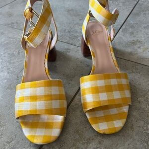 J. Crew Yellow Checkered Heels